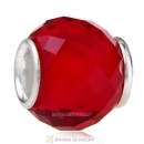 European Style Petite Facets with Lt Siam Quartz Glass Beads with Sterling Silver Single Core