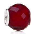 European Style Petite Facets with Siam Quartz Glass Beads with Sterling Silver Single Core