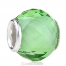 European Style Petite Facets with Peridot Quartz Glass Beads with Sterling Silver Single Core