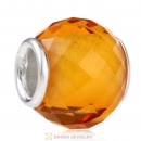 European Style Petite Facets with Topaz Quartz Glass Beads with Sterling Silver Single Core