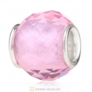 European Style Petite Facets with Lt Rose Quartz Glass Beads with Sterling Silver Single Core