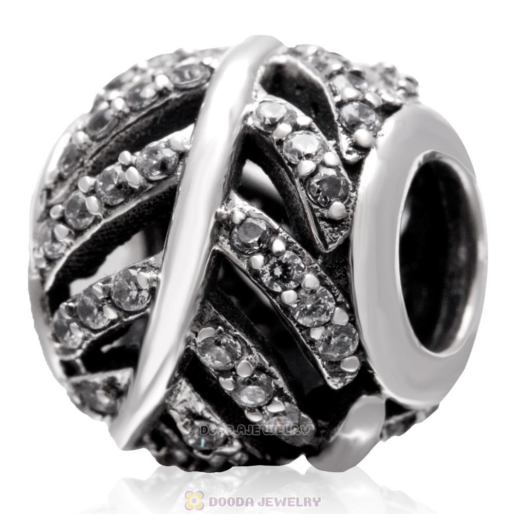 Light as a Feather Charm 925 Sterling Silver Zircon Stone Bead