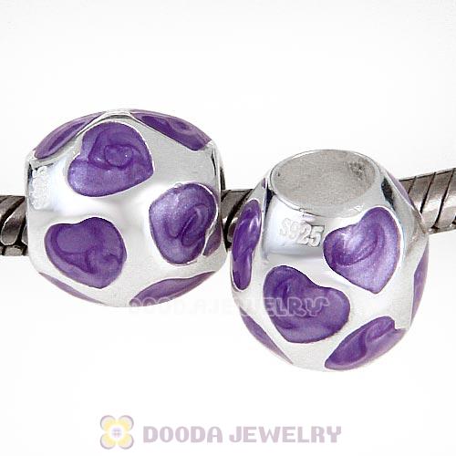 Enamel Purple Love You Charm 925 Sterling Silver European Bead