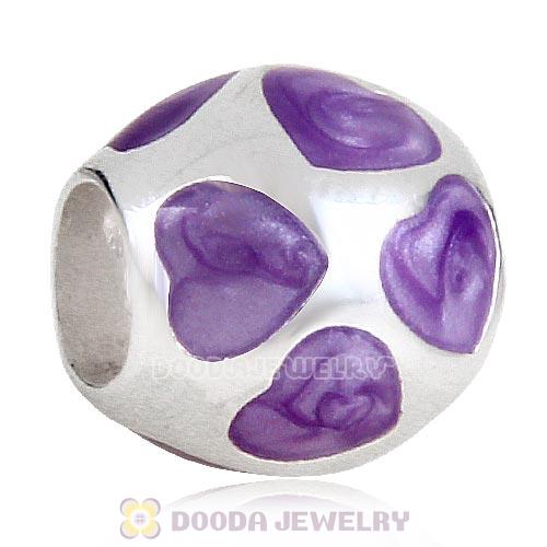 Enamel Purple Love You Charm 925 Sterling Silver European Bead