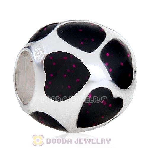 Enamel Dark Purple Love You Charm Sterling Silver European Bead