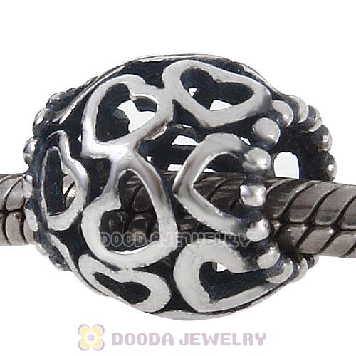 Solid Antique Sterling Silver Open Your Heart Charm Bead