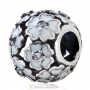 925 Sterling Silver Primrose Meadow with White Enamel White CZ Charm Bead