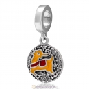 925 Sterling Silver Dangle Christmas Reindeer Charm with Clear Zircon Stones