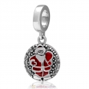 925 Sterling Silver Dangle Christmas Santa Claus Charm with Clear Zircon Stones