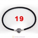 19cm Black Braided Leather Bracelet 925 Silver Love of My Life Round Clip with Heart White CZ Stone