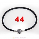 44cm Black Braided Leather Double Bracelet Silver Love of My Life Clip with Heart White CZ Stone