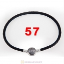 57cm Black Braided Leather Triple Bracelet Silver Love of My Life Clip with Heart White CZ Stone