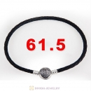 61.5cm Black Braided Leather Triple Bracelet Silver Love of My Life Clip with Heart White CZ Stone