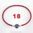 18cm Pink Braided Leather Bracelet 925 Silver Love of My Life Round Clip with Heart White CZ Stone