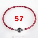 57cm Pink Braided Leather Triple Bracelet Silver Love of My Life Clip with Heart White CZ Stone
