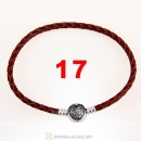 17cm Brown Braided Leather Bracelet 925 Silver Love of My Life Round Clip with Heart White CZ Stone