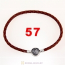 57cm Brown Braided Leather Triple Bracelet Silver Love of My Life Clip with Heart White CZ Stone