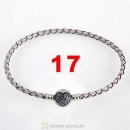 17cm White Braided Leather Bracelet 925 Silver Love of My Life Round Clip with Heart White CZ Stone