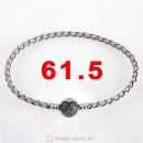 61.5cm White Braided Leather Triple Bracelet Silver Love of My Life Clip with Heart White CZ Stone