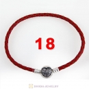 18cm Red Braided Leather Bracelet 925 Silver Love of My Life Round Clip with Heart White CZ Stone