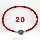 20cm Red Braided Leather Bracelet 925 Silver Love of My Life Round Clip with Heart White CZ Stone