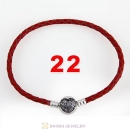 22cm Red Braided Leather Bracelet 925 Silver Love of My Life Round Clip with Heart White CZ Stone