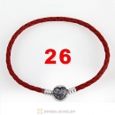 26cm Red Braided Leather Bracelet 925 Silver Love of My Life Round Clip with Heart White CZ Stone
