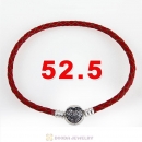 52.5cm Red Braided Leather Triple Bracelet Silver Love of My Life Clip with Heart White CZ Stone