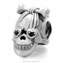 Horrible Skeleton Charm 925 Sterling Silver Bead with Bling Jet Australian Crystal