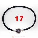 17cm Black Braided Leather Bracelet 925 Silver Love of My Life Round Clip with Heart Pink CZ Stone