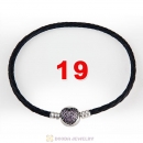 19cm Black Braided Leather Bracelet 925 Silver Love of My Life Round Clip with Heart Pink CZ Stone