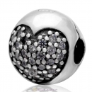 Handmade 925 Sterling Silver Love Of My Life Clip Charm Bead with Clear CZ Stone
