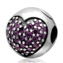 Handmade 925 Sterling Silver Love Of My Life Clip Charm Bead with Pink CZ Stone