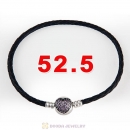 52.5cm Black Braided Leather Triple Bracelet Silver Love of My Life Clip with Heart Pink CZ Stone