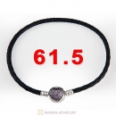 61.5cm Black Braided Leather Triple Bracelet Silver Love of My Life Clip with Heart Pink CZ Stone