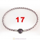 17cm White Braided Leather Bracelet 925 Silver Love of My Life Round Clip with Heart Pink CZ Stone