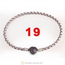 19cm White Braided Leather Bracelet 925 Silver Love of My Life Round Clip with Heart Pink CZ Stone