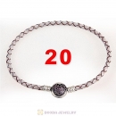 20cm White Braided Leather Bracelet 925 Silver Love of My Life Round Clip with Heart Pink CZ Stone