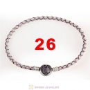 26cm White Braided Leather Bracelet 925 Silver Love of My Life Round Clip with Heart Pink CZ Stone