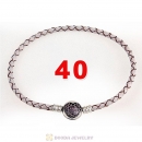 40cm White Braided Leather Double Bracelet Silver Love of My Life Clip with Heart Pink CZ Stone