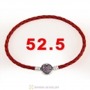 52.5cm Red Braided Leather Triple Bracelet Silver Love of My Life Clip with Heart Pink CZ Stone