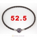 52.5cm Grey Braided Leather Triple Bracelet Silver Love of My Life Clip with Heart Pink CZ Stone