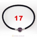17cm Black Braided Leather Bracelet 925 Silver Love of My Life Round Clip with Heart Red CZ Stone