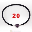 20cm Black Braided Leather Bracelet 925 Silver Love of My Life Round Clip with Heart Red CZ Stone