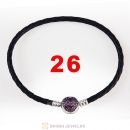 26cm Black Braided Leather Bracelet 925 Silver Love of My Life Round Clip with Heart Red CZ Stone