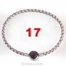 17cm White Braided Leather Bracelet 925 Silver Love of My Life Round Clip with Heart Red CZ Stone
