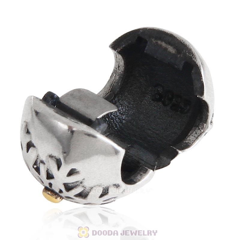 Snowflake Winter Wonderland Gold Plated Sterling Silver Clip Charm Bead
