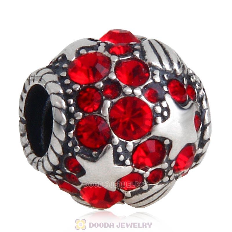 925 Sterling Silver  Buried Treasure Bead with Lt Siam Australian Crystal
