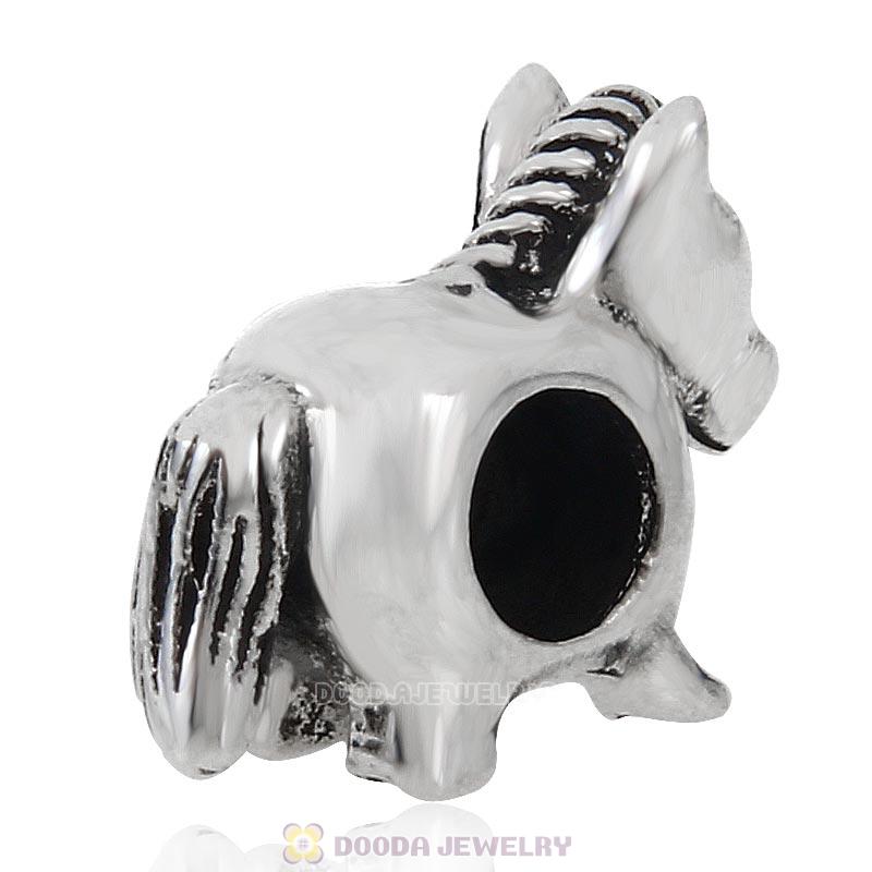 Antique Sterling Silver Horse Bead and Charm