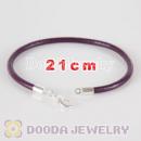 21cm purple slippy leather chain, silver plated lobster clasp fit Jewelry, European Beads, Lovecharmlinks etc
